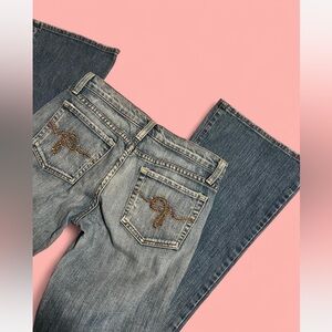 Y2K Low rise flare jeans with embellished rhinestones and embroidery! SIZE 5